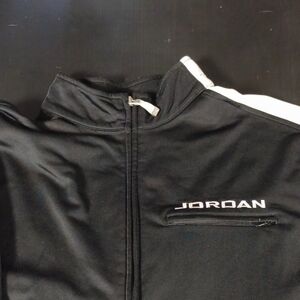 Jordan Men's Black Track Jacket with White Accents. Size 2xl XXL
